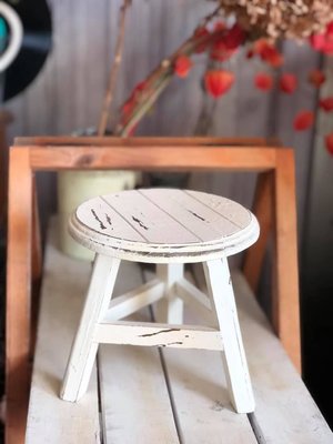 花園 木製 小椅子 小板凳 白色 批發 鄉村風 裝飾 家飾 木頭 小圓椅 藍色 小花架 迷你 各種仿真花 花園雜貨 零售
