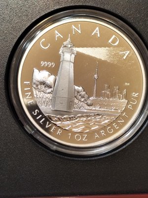 2005 加拿大燈塔系列: Toronto Island lighthouse 1英兩精鑄銀幣 (現貨)