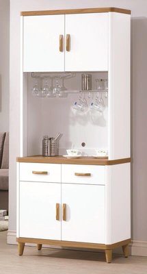 【風禾家具】EF-406-3@BGL北歐風雙色2.7尺高餐櫃【台中市區免運送到家】碗盤櫥櫃 收納櫃 電器櫃 置物櫃傢俱