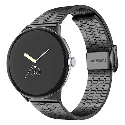 兼容 Google Pixel Watch 2 錶帶金屬 不銹鋼錶帶 蝴蝶折疊扣 Pixel Watch 金屬替換錶帶
