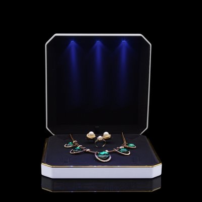 下殺 熱銷#LED發光珍珠項鏈盒 高檔盒套鏈盒三金盒首飾套裝盒 可定做印字#戒指盒#禮物盒#飾品盒
