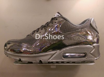 【Dr.Shoes 】Nike Wmns Air Max 90 PREM 網布黑彩亮皮 女款慢跑 443817-002
