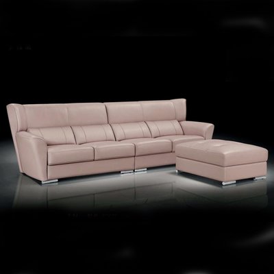 【優比傢俱生活館】紫羅蘭半牛皮L型沙發/四人沙發+腳椅