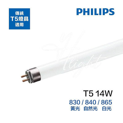 台北市樂利照明 (一箱40根) PHILIPS飛利浦 TL5 14W 830/840/865 T5 傳統日光燈管 陸製