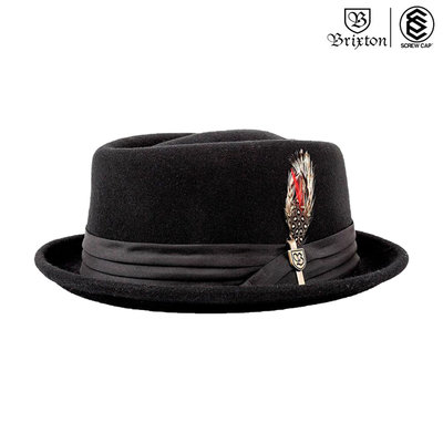 BRIXTON STOUT PORK PIE DARK 黑色 紳士帽 短邊紳士帽 羊毛紳士帽⫷ScrewCap⫸