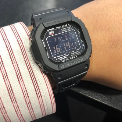 金台鐘錶】CASIO卡西歐G-SHOCK 太陽能防水200米複合式錶帶(電波錶) GW