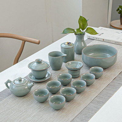 高檔功夫茶具套裝家用整套茶壺茶杯套裝辦公室泡茶定青瓷送禮佳品