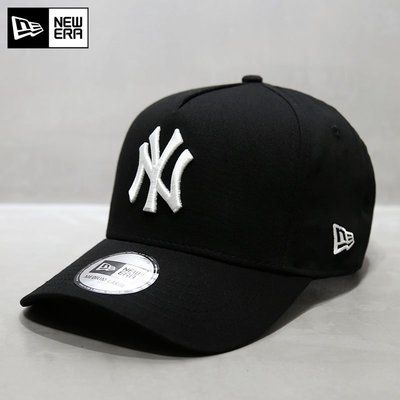 現貨優選#NewEra帽子鴨舌帽情侶潮高頂MLB棒球帽洋基NY硬頂彎檐帽經典黑色簡約