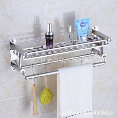 衛生間浴室衛浴浴巾架單層不鏽鋼置物架毛巾架 UZUI