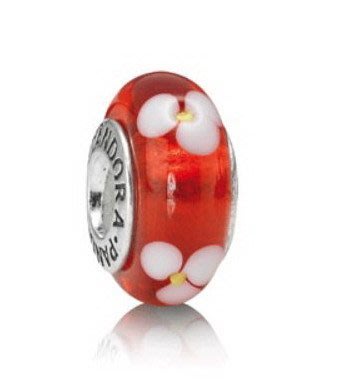 Pandora 925銀 琉璃珠 紅色小花琉璃珠 790622 現貨 絕版
