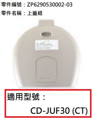 象印微電腦電動熱水瓶CD-JUF30上蓋整組（FS/CT)