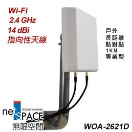 《netSpace無限空間》無限空間Wi-Fi戶外型2.4 GHz指向性高增益天線WOA-2621D SMA母頭