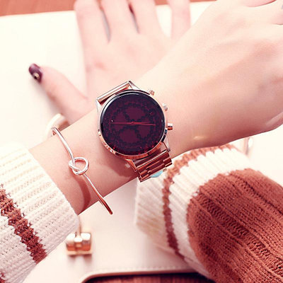 熱銷 古歐GUOU鋼帶女士石英手錶腕錶氣質水鉆大錶盤個性時尚鋼帶手錶腕錶女659 WG047