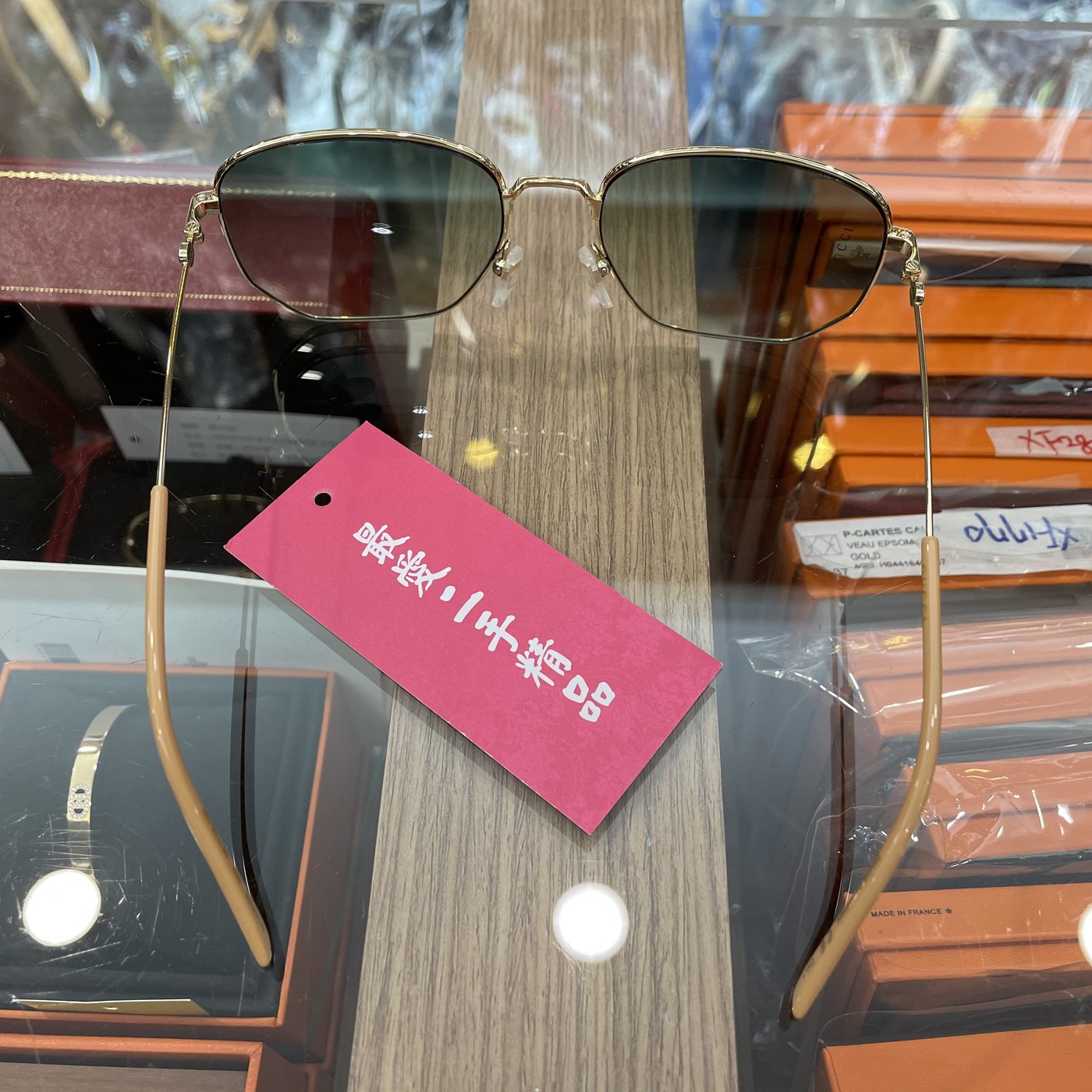 ☆最愛二手精品☆ GUCCI 綠色漸層鏡片金邊細框墨鏡眼鏡太陽眼鏡XF3059