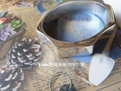 黑爾典藏西洋古董~純銀 925銀 現代感不規則弧面簡約拋光純銀手環(大)~手工設計師時尚品牌