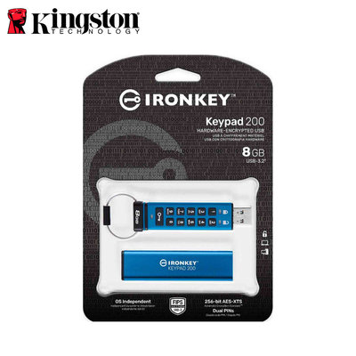 金士頓 公司貨 USB3.2 IKKP200 數字鍵加密 隨身碟 8GB (KT-IKKP200-8G)