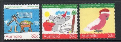 藝術繪畫類-澳洲郵票-1998年-澳大利亞聖誕節-兒童童畫-3全(不提前結標)