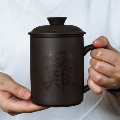 【熱賣精選】宜興紫砂杯12生肖茶杯大容量辦公蓋杯茶水分離內膽過濾