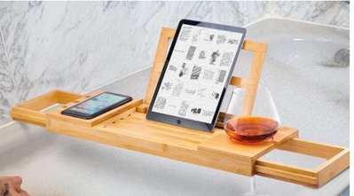 18840c 日本製 好品質 木製竹製 閱讀架泡澡浴缸手機平板收納架飲料雜誌書架置物架 看劇神器 送禮禮品