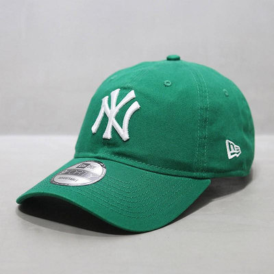 帽子春夏天女紐亦華MLB棒球帽軟頂大標NY鴨舌帽綠色遮陽帽UU代購#