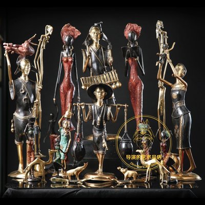 促銷打折 非洲銅雕 人物 擺件 純手工藝術品 軟裝飾品 黃銅 青銅 雕塑 民宿