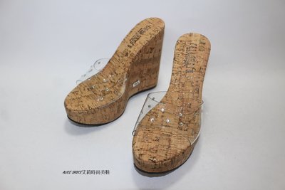 $490 台灣製✨絕美流金木透明13cm 楔型鞋 船型鞋 坡跟 拖鞋女鞋 918