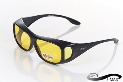 【S-MAX專業代理】New 年度新款 成人大包覆 近視也能戴 Polarized夜用黃偏光運動包覆眼鏡 (夜用黃偏光)