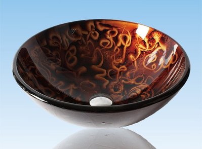 FUO衛浴:42公分 彩繪工藝 藝術強化玻璃碗公盆 (WY15024)預訂!