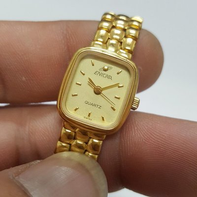 ＜石英錶＞☆包厚金☆瑞士錶 SWISS 老錶店釋出 珍藏 ENICAR 英納格 極品 絕版 女錶 16mm A1