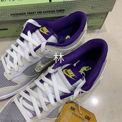 全新現貨Union LA x Nike Dunk Low 白紫金湖人網格縫線男女鞋DJ9649