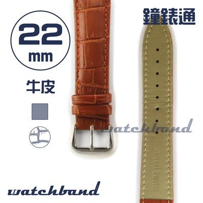 【鐘錶通】C1.21AA《霧面系列》鱷魚格紋-22mm 霧面棕┝手錶錶帶/皮帶/牛皮錶帶┥