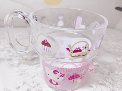 ♥小花凱蒂日本精品♥Hello kitty凱蒂貓站姿圖案壓克利馬克杯-彩虹款透明杯漱口杯茶杯水杯 33007908