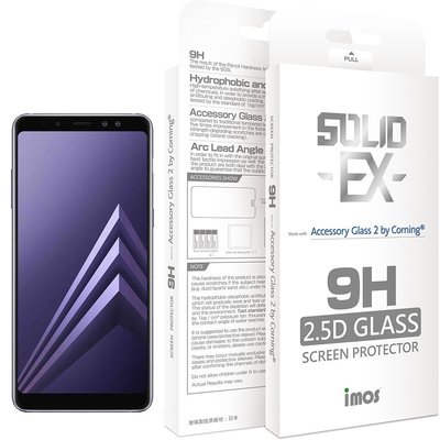 正版 imos 9H 美國康寧 2.5D滿版玻璃保護貼，SAMSUNG A8 Plus 2018 (黑邊)