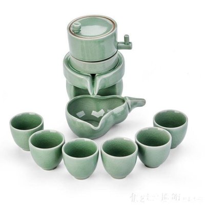 功夫茶具套裝簡約家用陶瓷懶人石磨半自動泡茶器創意茶壺茶杯整套