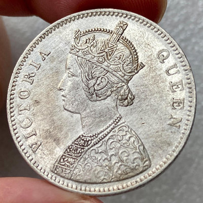 英屬印度維多利亞1862年1盧比銀幣 0/6dot版本 少見