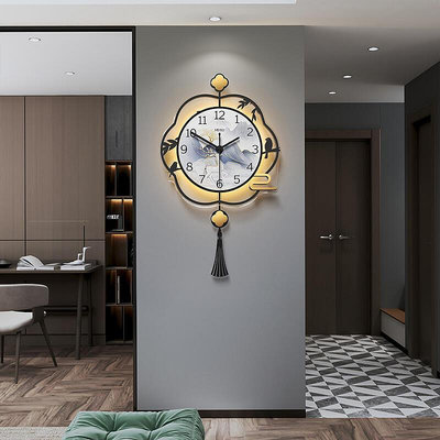 美世達新中式掛鐘客廳鐘錶2023新款簡約大氣飯廳家用創意時鐘掛牆