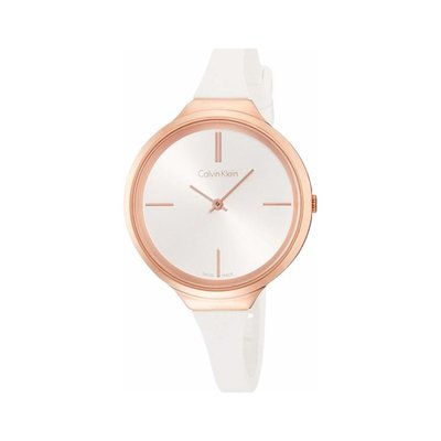 瑞士製 CK Calvin Klein 51折!玫瑰金+白都會現代極簡時尚精品手錶女錶K4U236K6