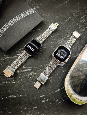 錶帶 sowatchcode定制iwatch9純銀手工錶鏈applewatch45m鐲型錶帶925銀