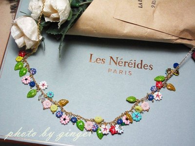 【ginger】Les Nereides (現貨)小城印象系列~多色小花朵綠葉繽紛項鍊