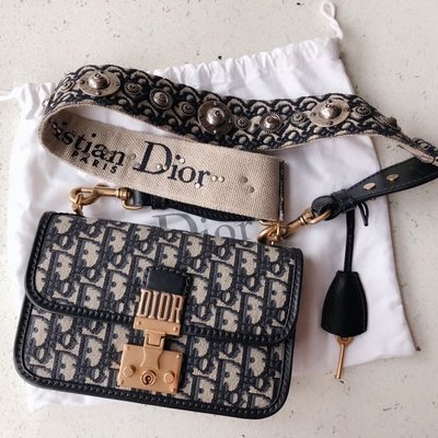 【BLACK A】獨家 Dior Oblique復古logo帆布Book Tote Bag購物包／馬鞍包／肩背包／背帶