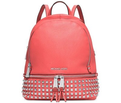 Coco 小舖 Michael Kors Rhea Small Studded Backpack 珊瑚橘色後背包