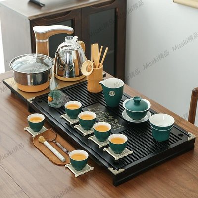 熱賣 功夫透明茶具套裝家用實木茶盤全自動客廳簡約辦公室用陶瓷泡茶壺-