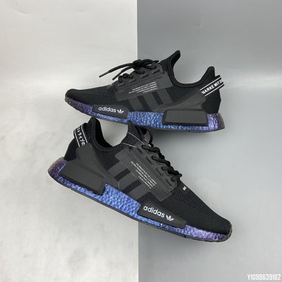 adidas NMD R1 Boost V2  GX5164黑 金屬 藍紫 星空底男女鞋