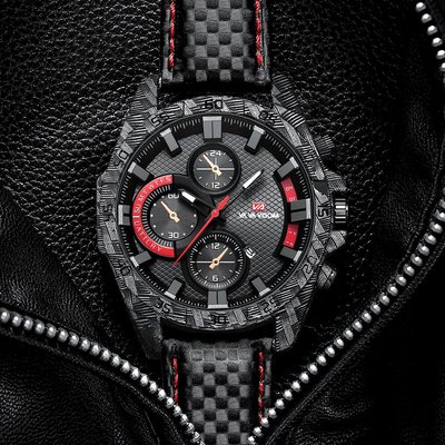 VA VA VOOM碳纖維元素表殼wristwatches男士防水時尚戶外運動手表