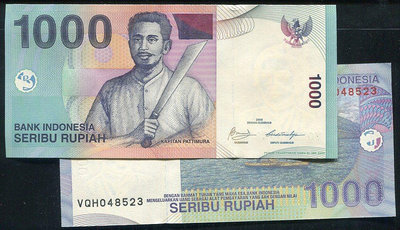【紙幣】Indonesia (印尼), P141j , 1000 Rupee , 2009 ,品相全新UNC