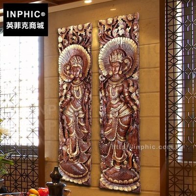 INPHIC-泰佛描金鏤空雕花板門廳泰國木雕裝飾東南亞_Rrun