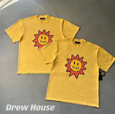 【雯雯代購】【附贈原版鑰匙扣】頂級 Drew House 23FW最新黃色小太陽重磅高街純棉短袖T