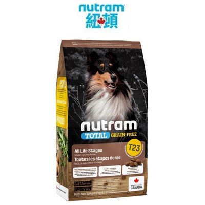 【萬倍富】紐頓 Nutram 狗飼料 T23無穀潔牙 全齡犬 火雞肉 2KG 11.4KG