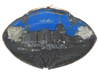 [銀九藝] 錫器 錫雕 早期美國華盛頓 國會大廈 浮雕錫盤 掛飾 掛件 擺件