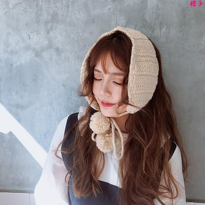 耳罩🎀韓國ins毛線耳罩女冬季保暖可愛耳暖韓版秋復古針織系帶耳包耳套